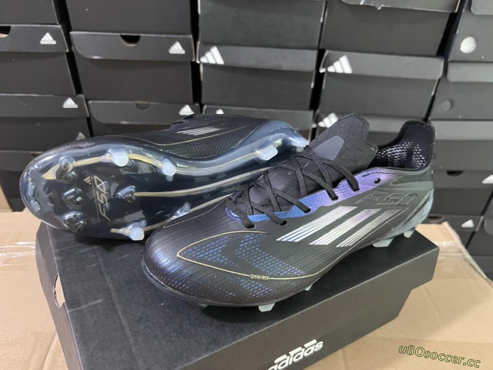 Unisex Adidas F50 Elite FG Firm Ground Low-Tops Football Boots - Black/Silver/Purple