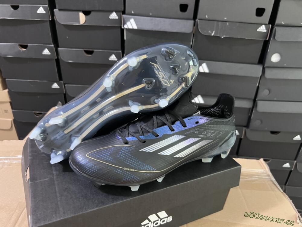 Unisex Adidas F50 Elite FG Firm Ground Low-Tops Football Boots - Black/Silver/Purple