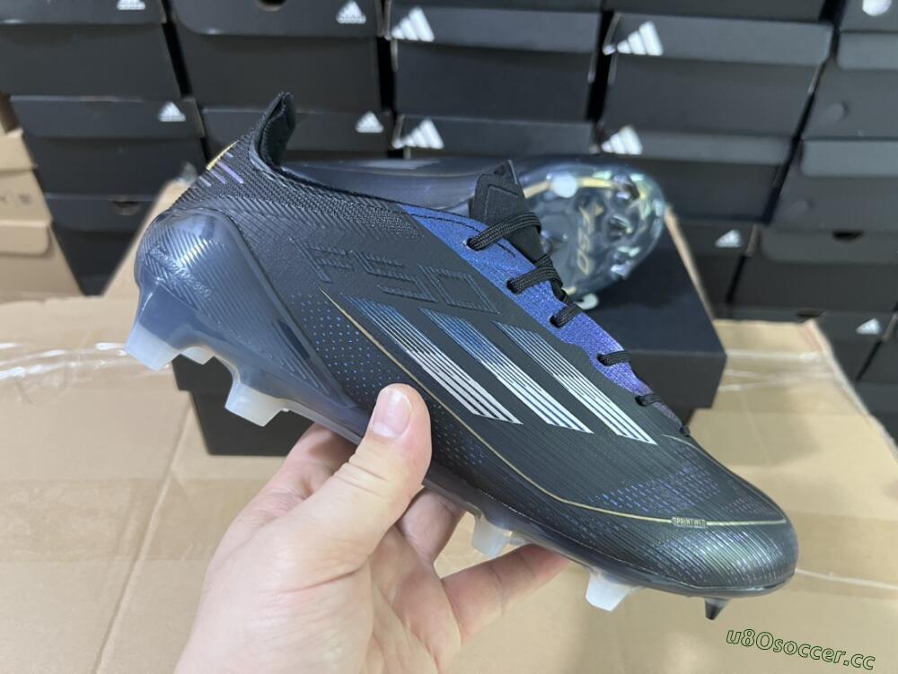 Unisex Adidas F50 Elite FG Firm Ground Low-Tops Football Boots - Black/Silver/Purple