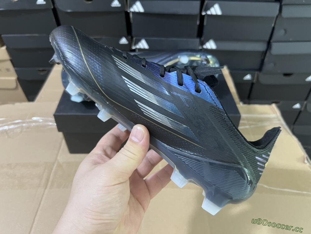 Unisex Adidas F50 Elite FG Firm Ground Low-Tops Football Boots - Black/Silver/Purple