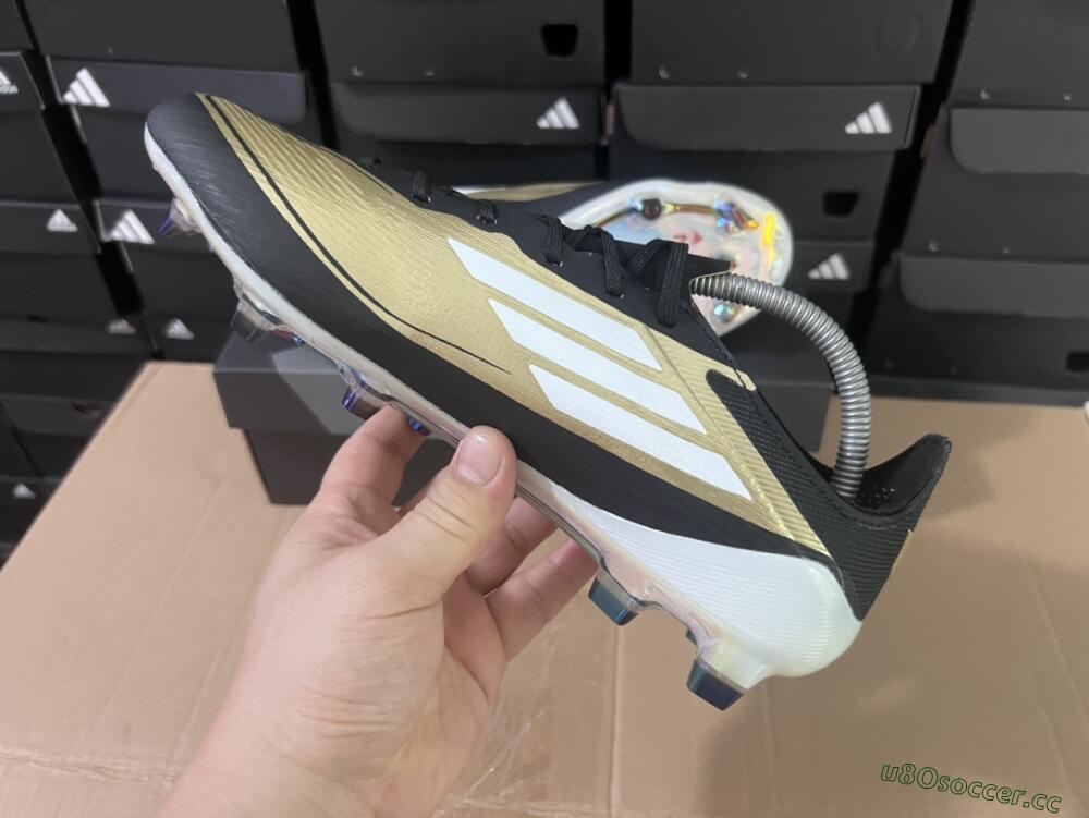 Men's Adidas F50 Adizero Messi FG Firm Ground Low-Tops Football Boots - Gold/White/Black