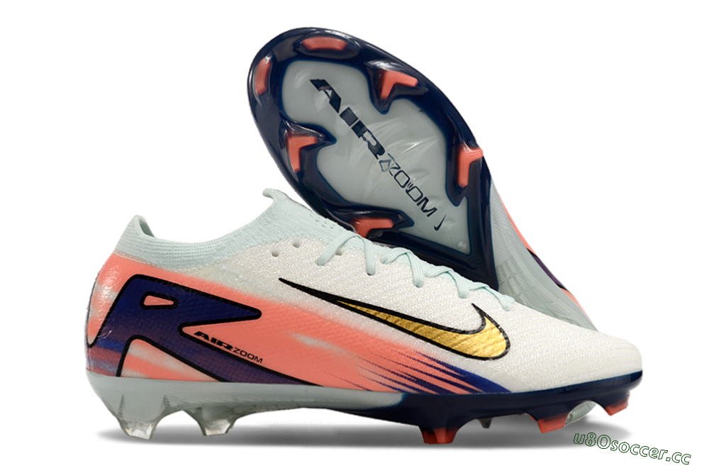 Unisex Nike Air Zoom Mercurial Vapor 16 Elite FG Firm Ground Low-Tops Football Boots - Pink/Gold/Blue 2