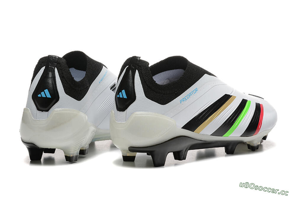 Men's Adidas Predator Elite Laceless FG Firm Ground Low-Tops Football Boots - White/Black/Red/Gold 6