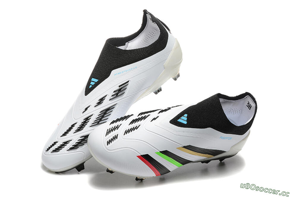 Men's Adidas Predator Elite Laceless FG Firm Ground Low-Tops Football Boots - White/Black/Red/Gold 3