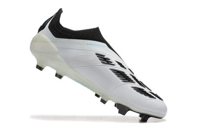 Men's Adidas Predator Elite Laceless FG Firm Ground Low-Tops Football Boots - White/Black/Red/Gold
