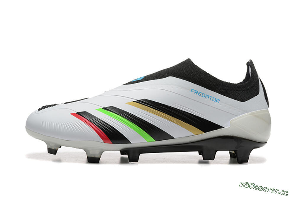 Men's Adidas Predator Elite Laceless FG Firm Ground Low-Tops Football Boots - White/Black/Red/Gold 0