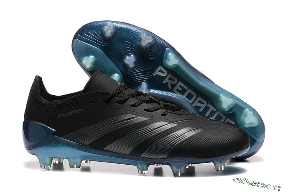 Men's Adidas Predator Elite 24 FG Firm Ground Low-Tops Football Boots - Black/Silver/Blue 2