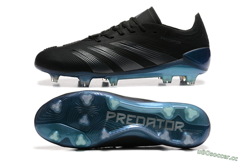 Men's Adidas Predator Elite 24 FG Firm Ground Low-Tops Football Boots - Black/Silver/Blue 1