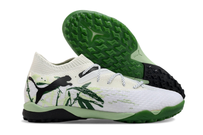 Men's Puma Future 7 Ultimate TF Artificial Turf Low-Tops Football Shoes - White/Green/Black