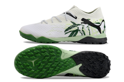 Men's Puma Future 7 Ultimate TF Artificial Turf Low-Tops Football Shoes - White/Green/Black