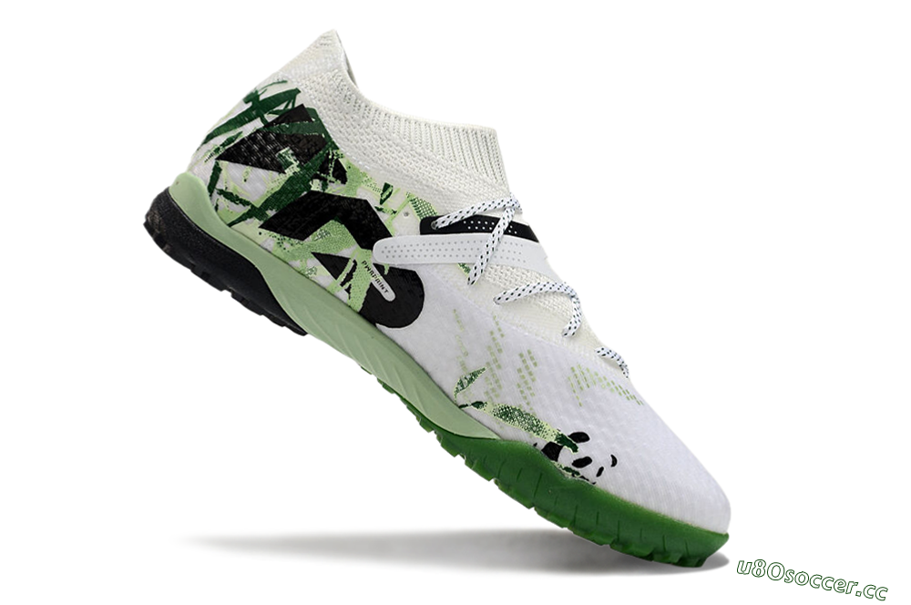 Men's Puma Future 7 Ultimate TF Artificial Turf Low-Tops Football Shoes - White/Green/Black 4