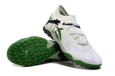 Men's Puma Future 7 Ultimate TF Artificial Turf Low-Tops Football Shoes - White/Green/Black