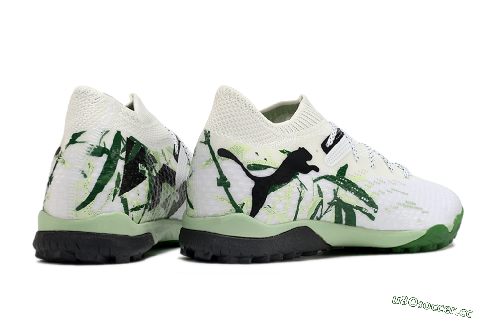 Men's Puma Future 7 Ultimate TF Artificial Turf Low-Tops Football Shoes - White/Green/Black 6