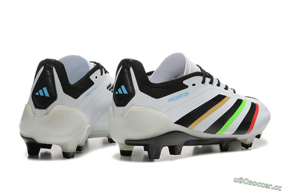 Men's Adidas Predator Elite 24 FG Firm Ground Low-Tops Football Boots - White/Black/Red/Gold 6