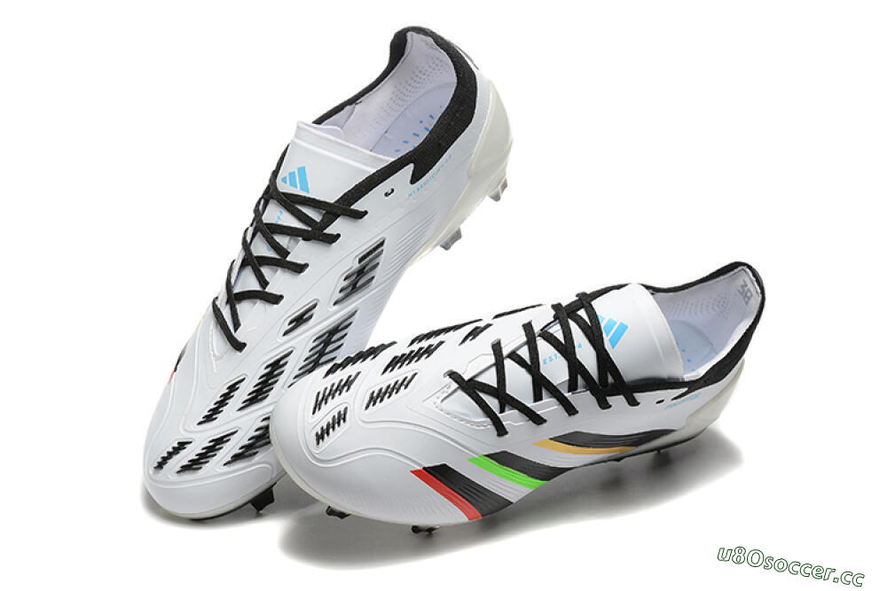 Men's Adidas Predator Elite 24 FG Firm Ground Low-Tops Football Boots - White/Black/Red/Gold 3