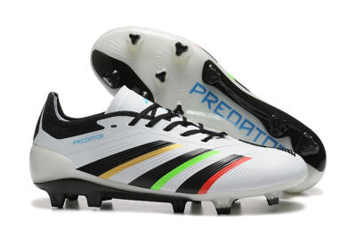 Men's Adidas Predator Elite 24 FG Firm Ground Low-Tops Football Boots - White/Black/Red/Gold