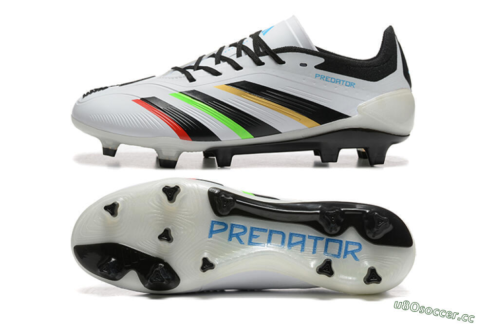 Men's Adidas Predator Elite 24 FG Firm Ground Low-Tops Football Boots - White/Black/Red/Gold 1
