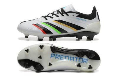 Men's Adidas Predator Elite 24 FG Firm Ground Low-Tops Football Boots - White/Black/Red/Gold