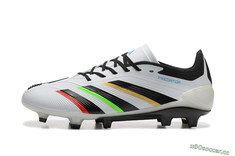 Men's Adidas Predator Elite 24 FG Firm Ground Low-Tops Football Boots - White/Black/Red/Gold 0