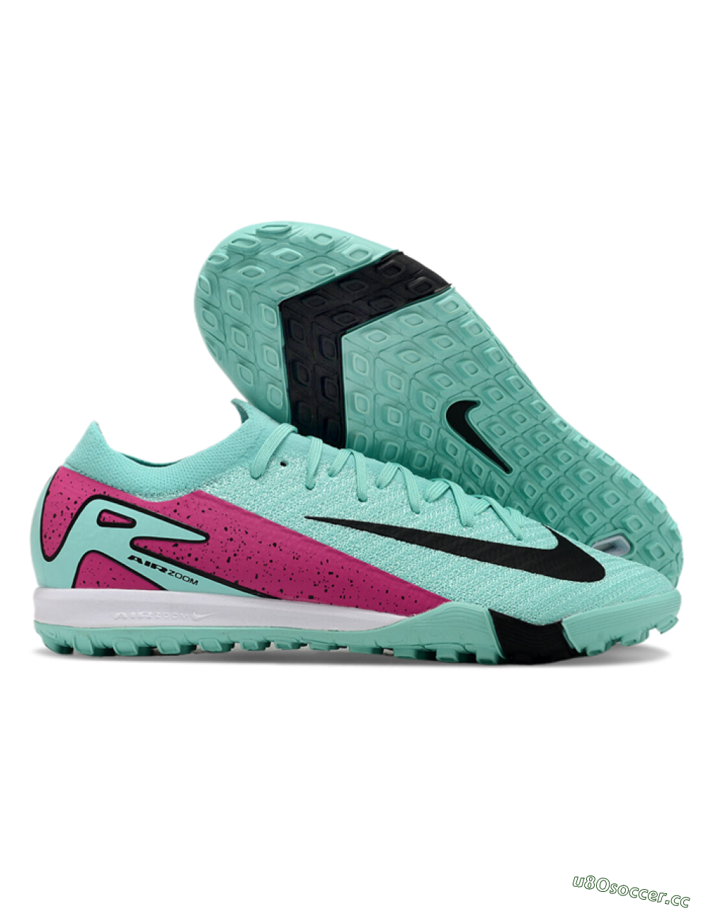 Men's Nike Air Zoom Mercurial Vapor 16 Elite TF Artificial Turf Low-Tops Football Shoes - Jade/Red/Black 2