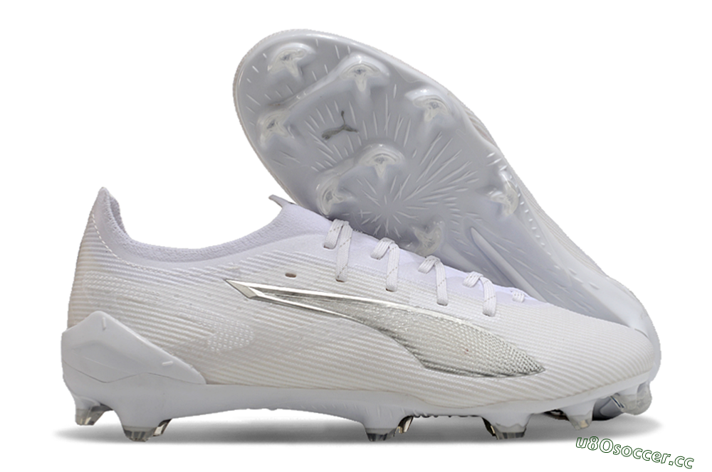 Men's Puma Ultra 5 Ultimate FG Firm Ground Low-Tops Football Boots - White/Silver 2