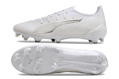 Men's Puma Ultra 5 Ultimate FG Firm Ground Low-Tops Football Boots - White/Silver