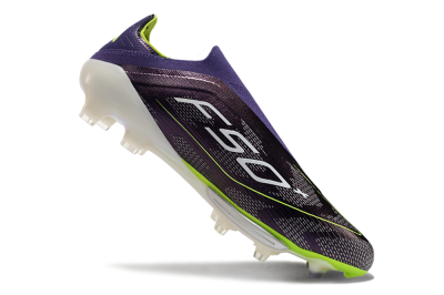 Unisex Adidas F50+ Lightstrike Pro Laceless FG Firm Ground Low-Tops Football Boots - Purple/Yellow/White