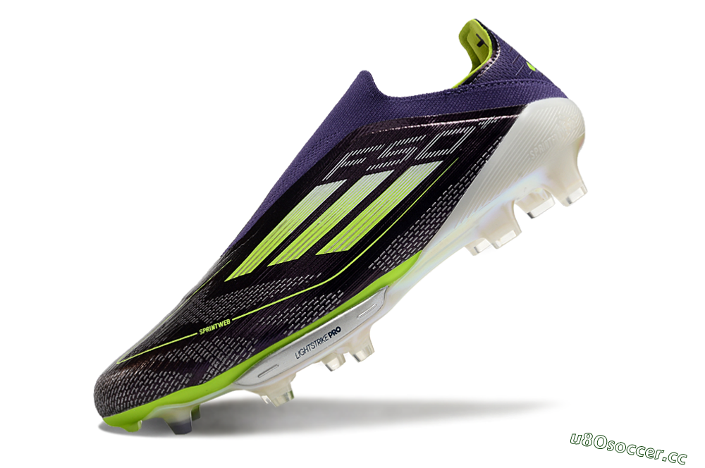 Unisex Adidas F50+ Lightstrike Pro Laceless FG Firm Ground Low-Tops Football Boots - Purple/Yellow/White 5