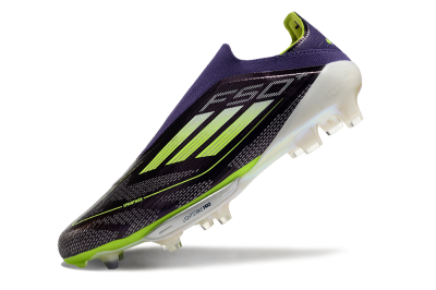 Unisex Adidas F50+ Lightstrike Pro Laceless FG Firm Ground Low-Tops Football Boots - Purple/Yellow/White