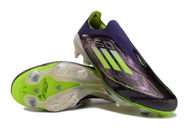 Unisex Adidas F50+ Lightstrike Pro Laceless FG Firm Ground Low-Tops Football Boots - Purple/Yellow/White