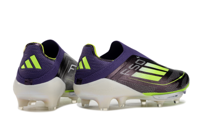 Unisex Adidas F50+ Lightstrike Pro Laceless FG Firm Ground Low-Tops Football Boots - Purple/Yellow/White
