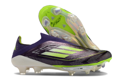 Unisex Adidas F50+ Lightstrike Pro Laceless FG Firm Ground Low-Tops Football Boots - Purple/Yellow/White