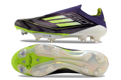 Unisex Adidas F50+ Lightstrike Pro Laceless FG Firm Ground Low-Tops Football Boots - Purple/Yellow/White