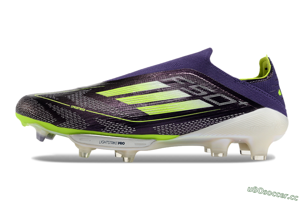 Unisex Adidas F50+ Lightstrike Pro Laceless FG Firm Ground Low-Tops Football Boots - Purple/Yellow/White 0