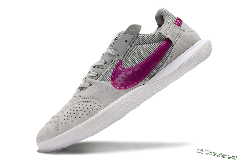 Men's Nike Street Gato IC Indoor & Futsal Low-Tops Football Shoes - Grey/Red/White 5