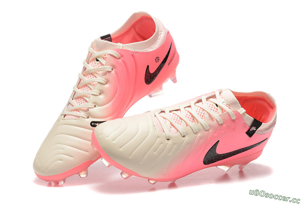 Men's Nike Tiempo Legend 10 Elite FG Firm Ground Low-Tops Football Boots - White/Pink/Black 6