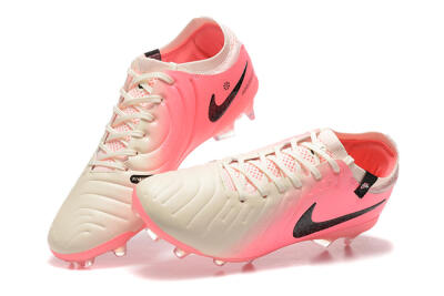 Men's Nike Tiempo Legend 10 Elite FG Firm Ground Low-Tops Football Boots - White/Pink/Black