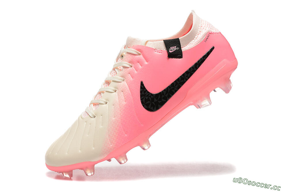 Men's Nike Tiempo Legend 10 Elite FG Firm Ground Low-Tops Football Boots - White/Pink/Black 8