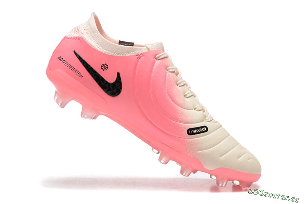 Men's Nike Tiempo Legend 10 Elite FG Firm Ground Low-Tops Football Boots - White/Pink/Black 7