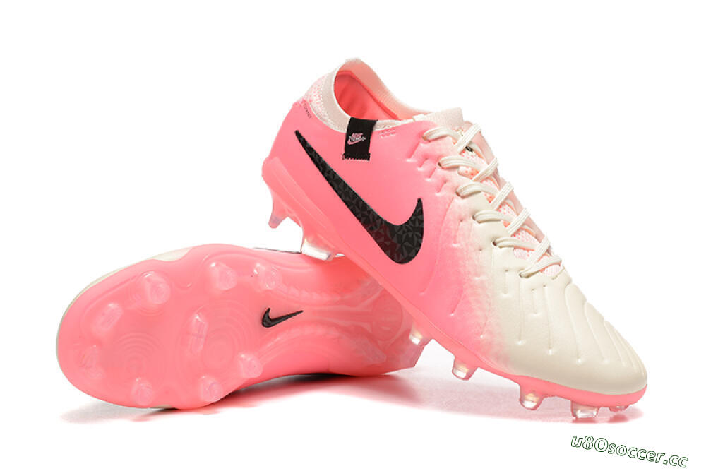 Men's Nike Tiempo Legend 10 Elite FG Firm Ground Low-Tops Football Boots - White/Pink/Black 4