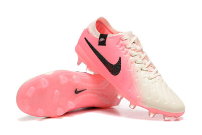 Men's Nike Tiempo Legend 10 Elite FG Firm Ground Low-Tops Football Boots - White/Pink/Black