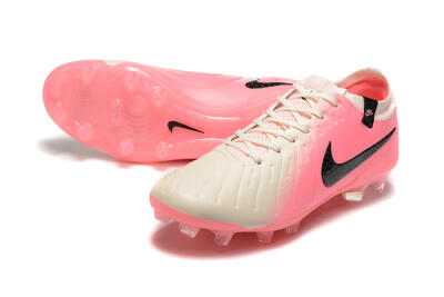 Men's Nike Tiempo Legend 10 Elite FG Firm Ground Low-Tops Football Boots - White/Pink/Black