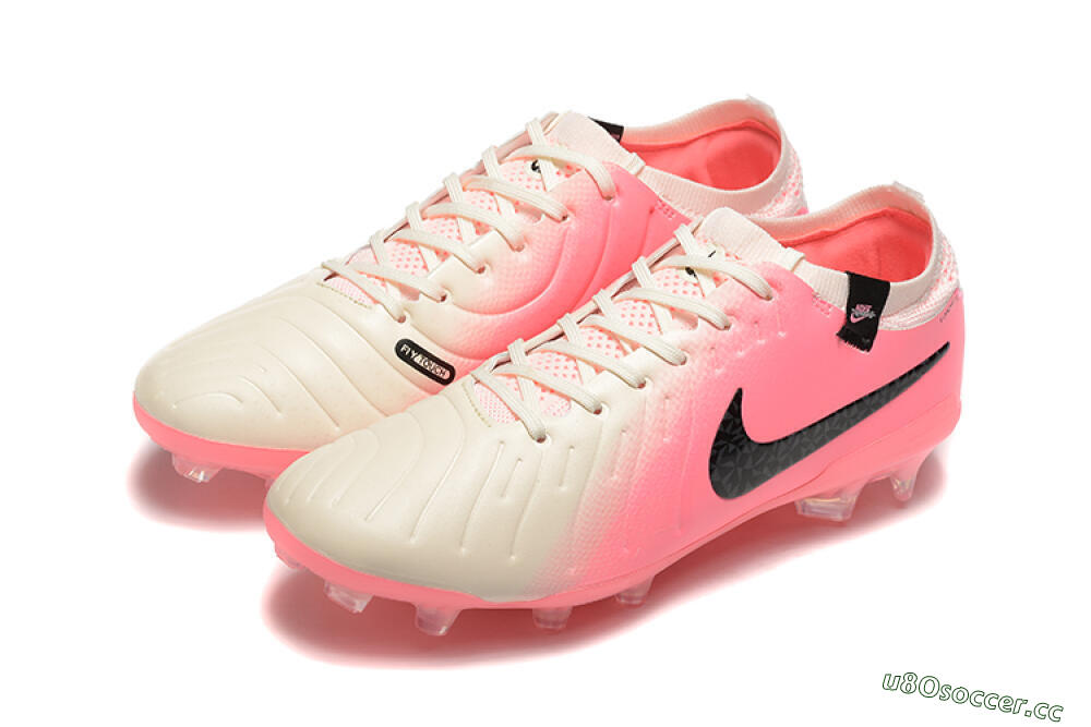 Men's Nike Tiempo Legend 10 Elite FG Firm Ground Low-Tops Football Boots - White/Pink/Black 5