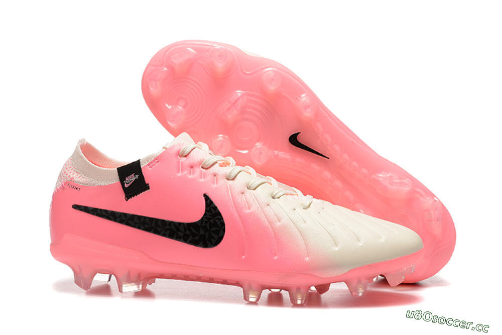 Men's Nike Tiempo Legend 10 Elite FG Firm Ground Low-Tops Football Boots - White/Pink/Black 2