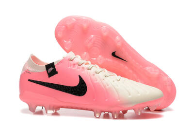 Men's Nike Tiempo Legend 10 Elite FG Firm Ground Low-Tops Football Boots - White/Pink/Black