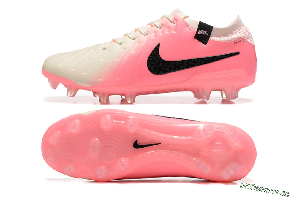 Men's Nike Tiempo Legend 10 Elite FG Firm Ground Low-Tops Football Boots - White/Pink/Black 1