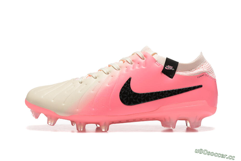Men's Nike Tiempo Legend 10 Elite FG Firm Ground Low-Tops Football Boots - White/Pink/Black 0