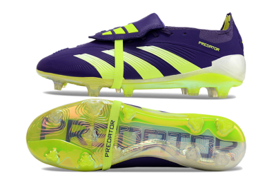 Unisex Adidas Predator Elite Foldover Tongue FG Firm Ground Low-Tops Football Boots - Blue/Yellow/White