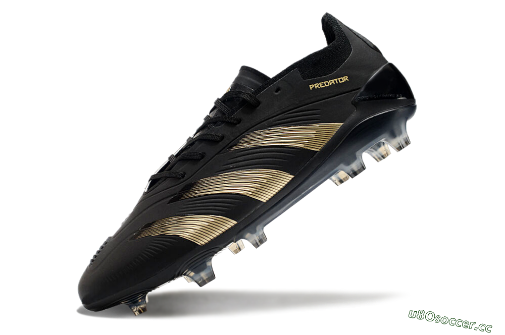 Unisex Adidas Predator Elite 24 FG Firm Ground Low-Tops Football Boots - Black/Gold/Blue 5