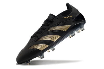 Unisex Adidas Predator Elite 24 FG Firm Ground Low-Tops Football Boots - Black/Gold/Blue